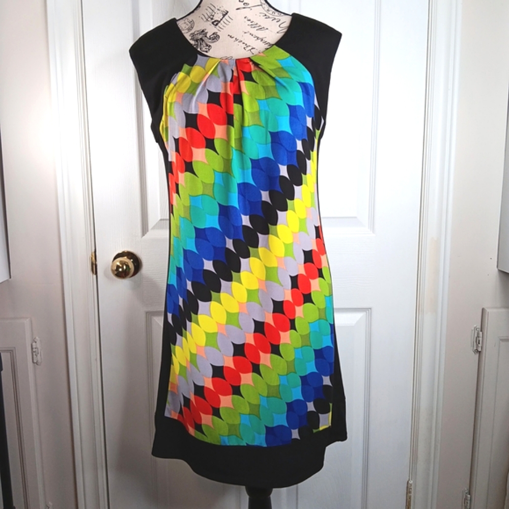 Coco & Tashi Sleeveless Mini Dress Size M Multicolor Geometric Print